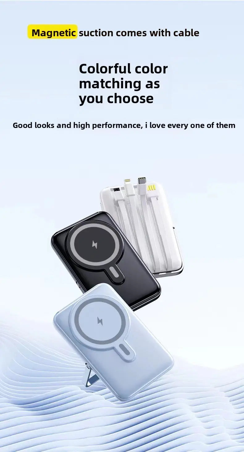 black and white magnetic wireless power banks with 20000mah fast charge feature sleek design multiple usb ports for versatile wireless charger use