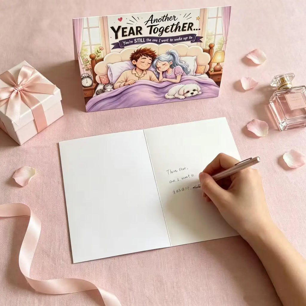 Anniversary Couple Greeting Card, Romantic Together Year Wedding Anniversary Card, Sweet Love Wish Card for Boyfriend Girlfriend