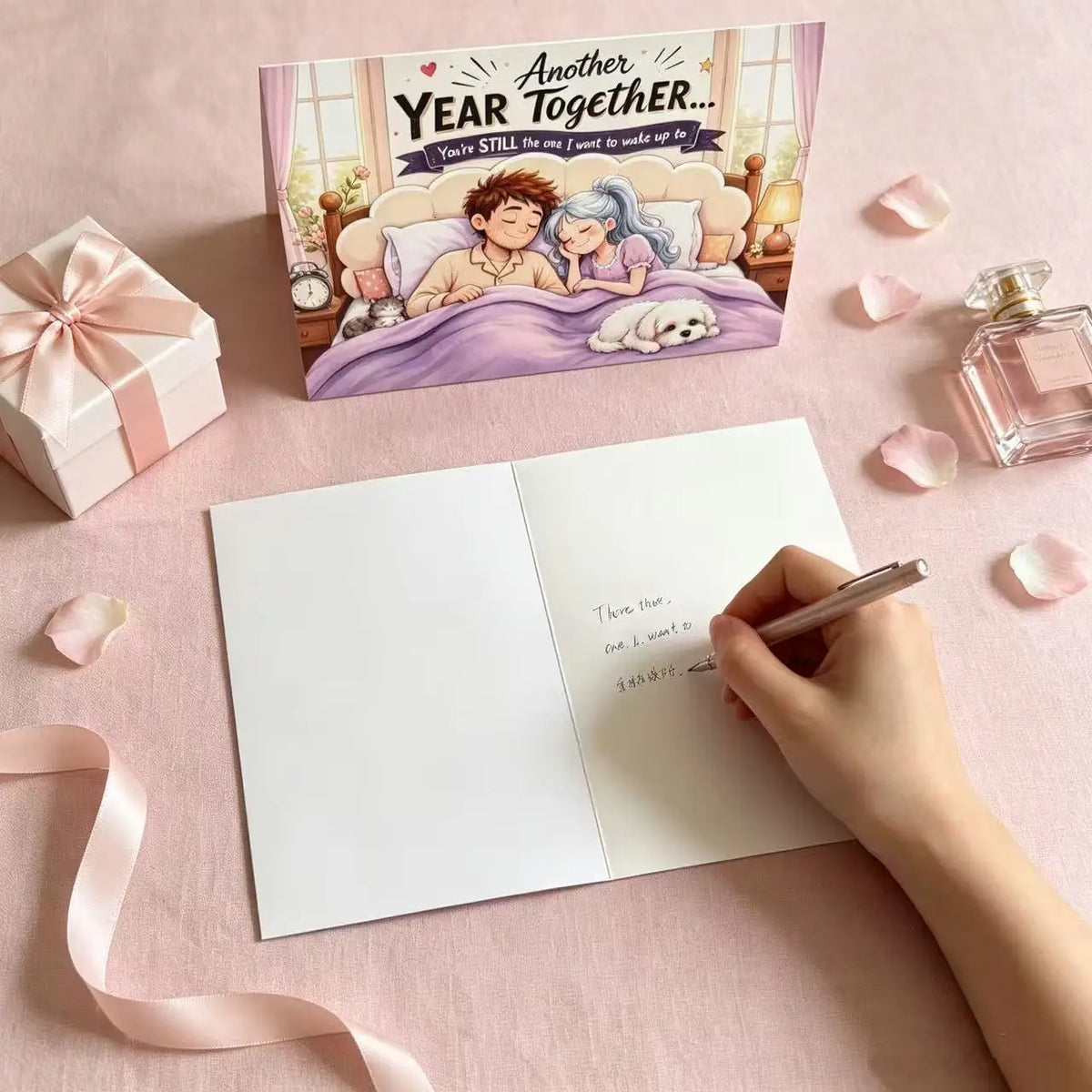 Anniversary Couple Greeting Card, Romantic Together Year Wedding Anniversary Card, Sweet Love Wish Card for Boyfriend Girlfriend