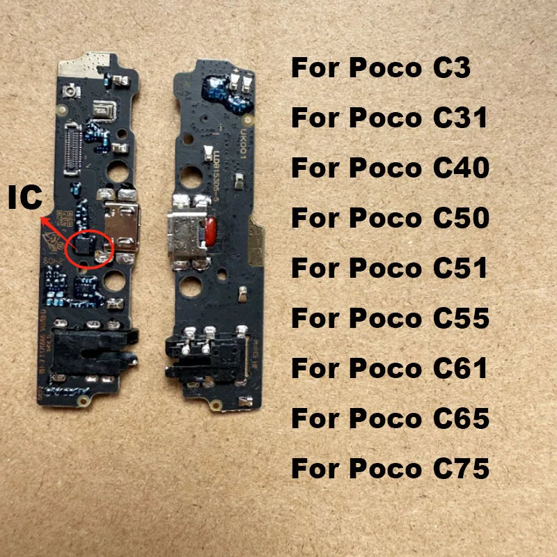 For Xiaomi Poco C3 C31 C40 C50 C51 C55 C65 C61 C75 USB Charger Charging Port Dock Connector Flex Cable Board Replacement