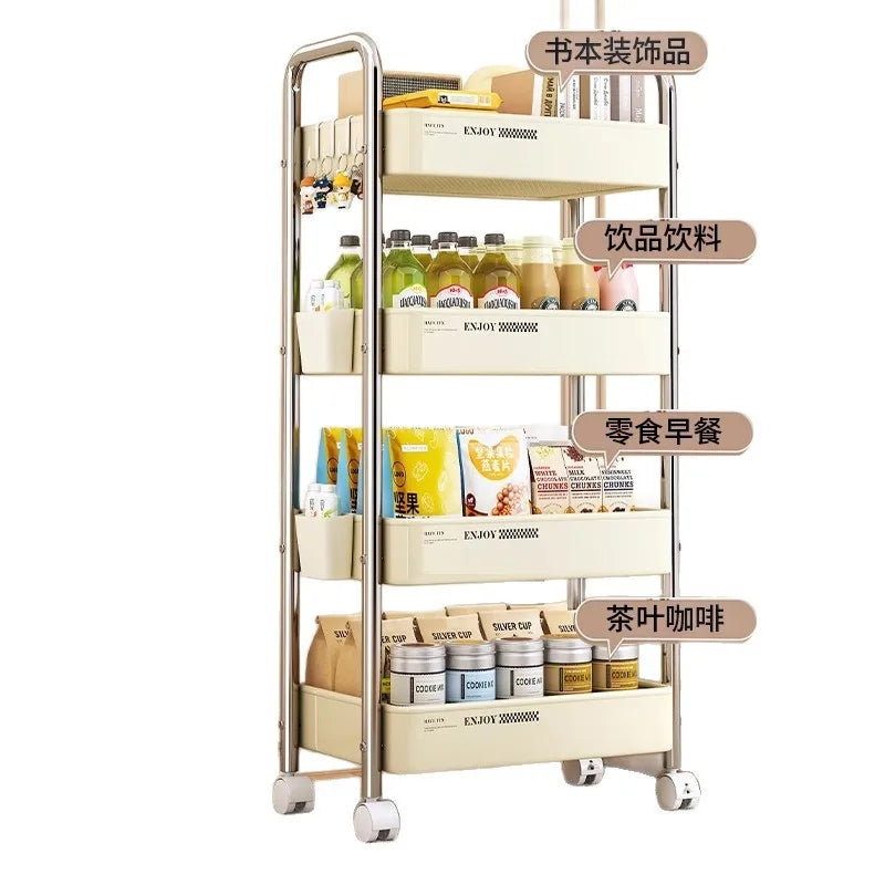 Multifunctional Rolling Cart Storage Organizer for Living Room Baby Bathroom Snacks Books Mobile Shelf