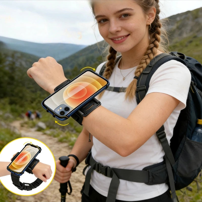 Sports Phone Wristband for Running Cycling Adjustable Fitness Phone Holder Breathable Outdoor Strap for Live Broadcast Exercise