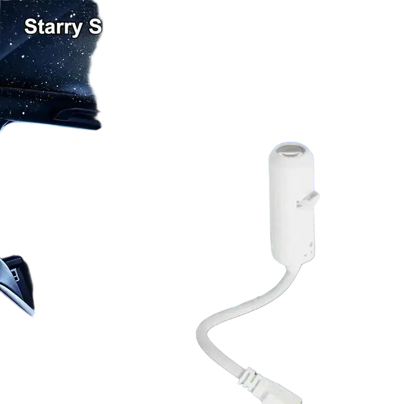 White cylindrical galaxy projector night light with bendable silicone gooseneck and multiple interchangeable projections