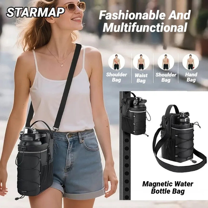 Magnetic Gym Bag For Men And Women – Sling Bottle With Attachment | Water Holder, Pouch, Crossbody Accessories Organizer