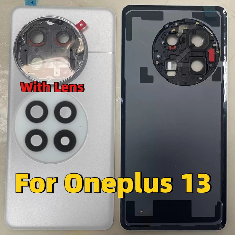 A+++ For OnePlus 13 13T 13S Battery Back Cover Housing Door Rear Case Lid Phone Shell with Adhesive + Camera Frame Lens