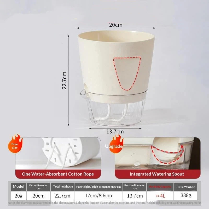 Self Watering Plant Pots Indoor Modern Plastic Planters For Orchid Succulent Herb Flower Home Office Decor