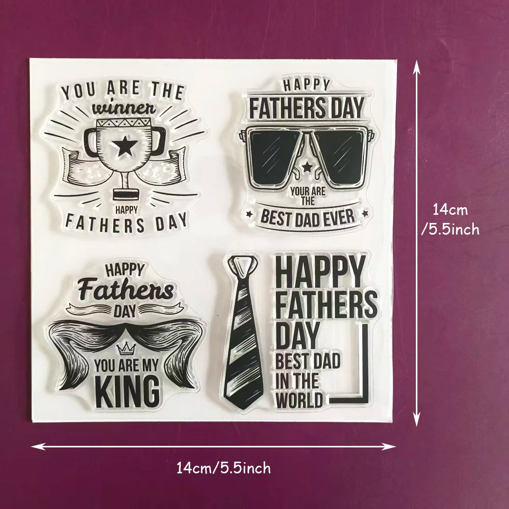 Father's Day & Birthday Clear Stamps Set Sentiment & Party Element Stamps for Card Making, Scrapbooking Wedding & Celebration DI