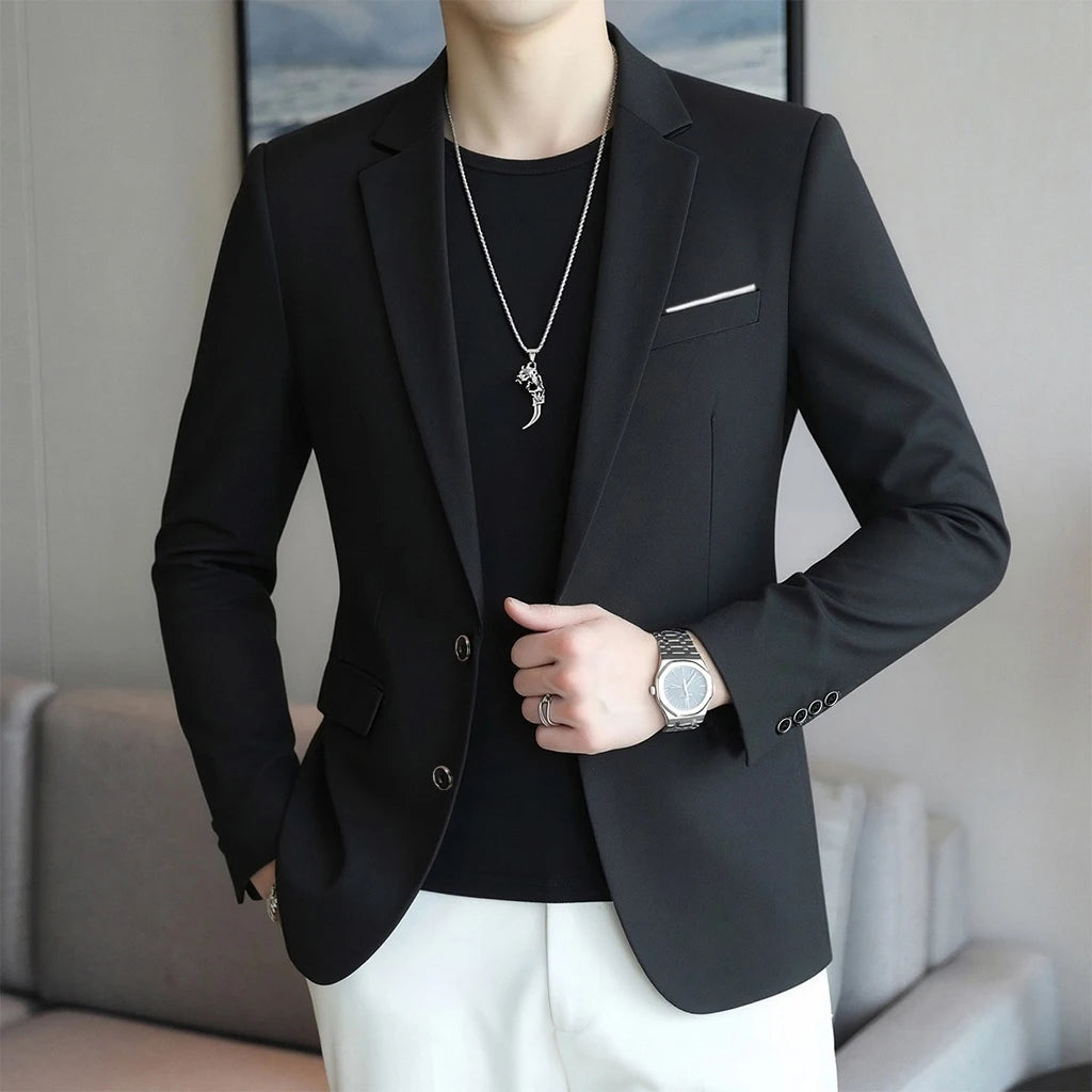 Men's Slim Fit Blazer 18 Colors Casual Business Suit Jacket One Button Notched Lapel Formal Dress Blazer for Wedding Party W