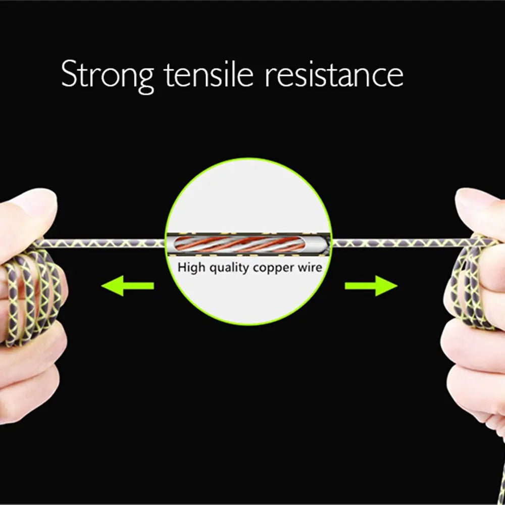 a durable 3.5mm headphone wired sports earphone cable with a high-quality copper wire core and textured braided outer casing
