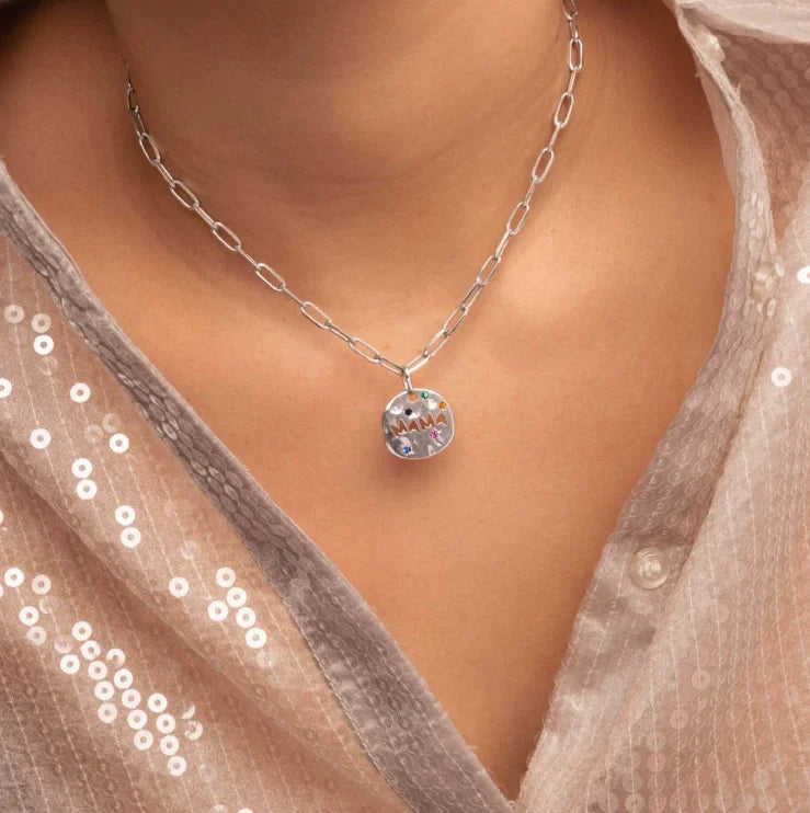 Mother's Day MAMA Necklace Gift Irregular Circular Guardian Pendant Necklace New Fashion Stainless Steel Necklace Accessory Gift
