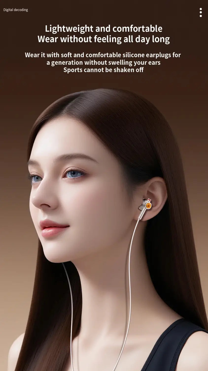 Silver usb c wired in ear gaming headphones with mic featuring lightweight design, soft silicone earplugs, and an orange accent on the earpiece.