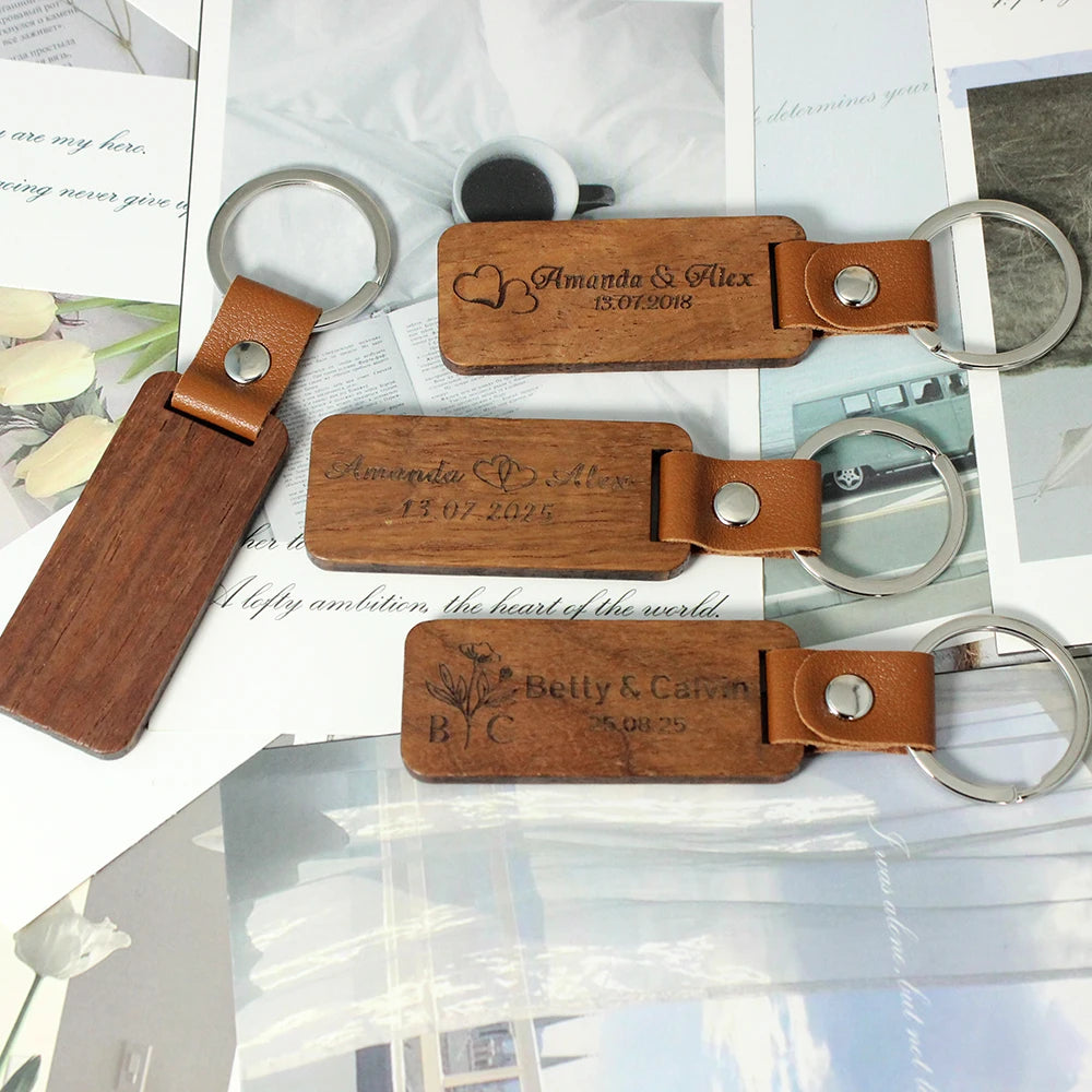 5/20/50Pcs Personalized Engraved Wood Key Chain - Custom Keychain Gift for Home Car Office, Birthday Anniversary Small Business