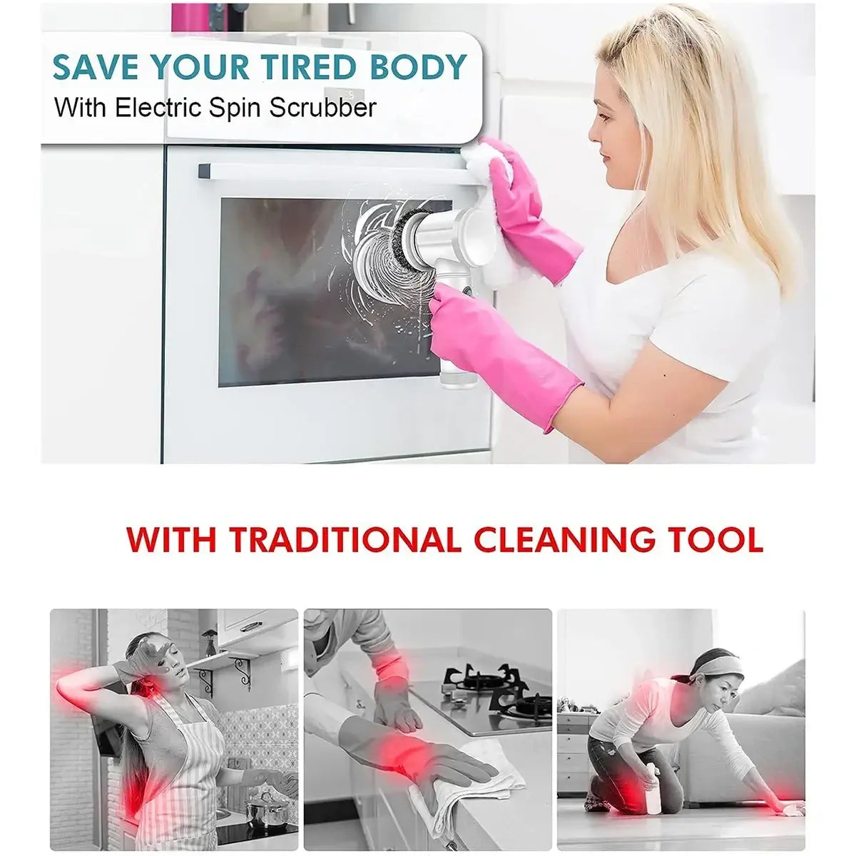 Electric spin scrubber replacement brush head kit with white handle and circular brush head shown from front angle