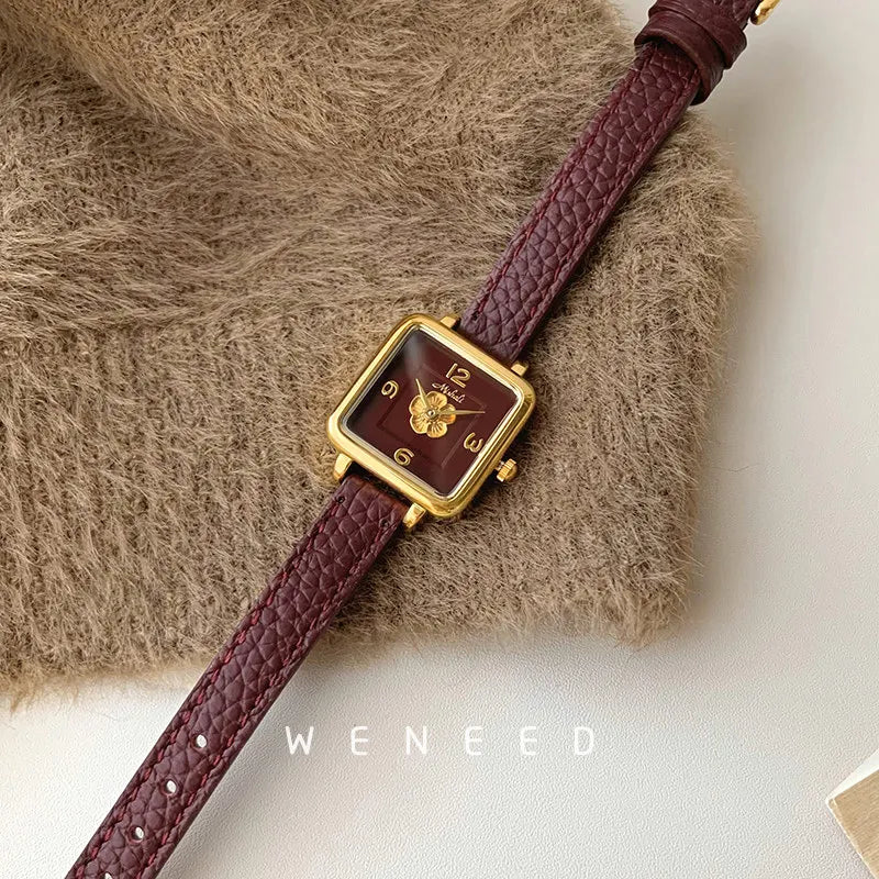 Watches for women 2026 new square fashion light luxury women's quartz women's watch high-end red quartz watch gift for women