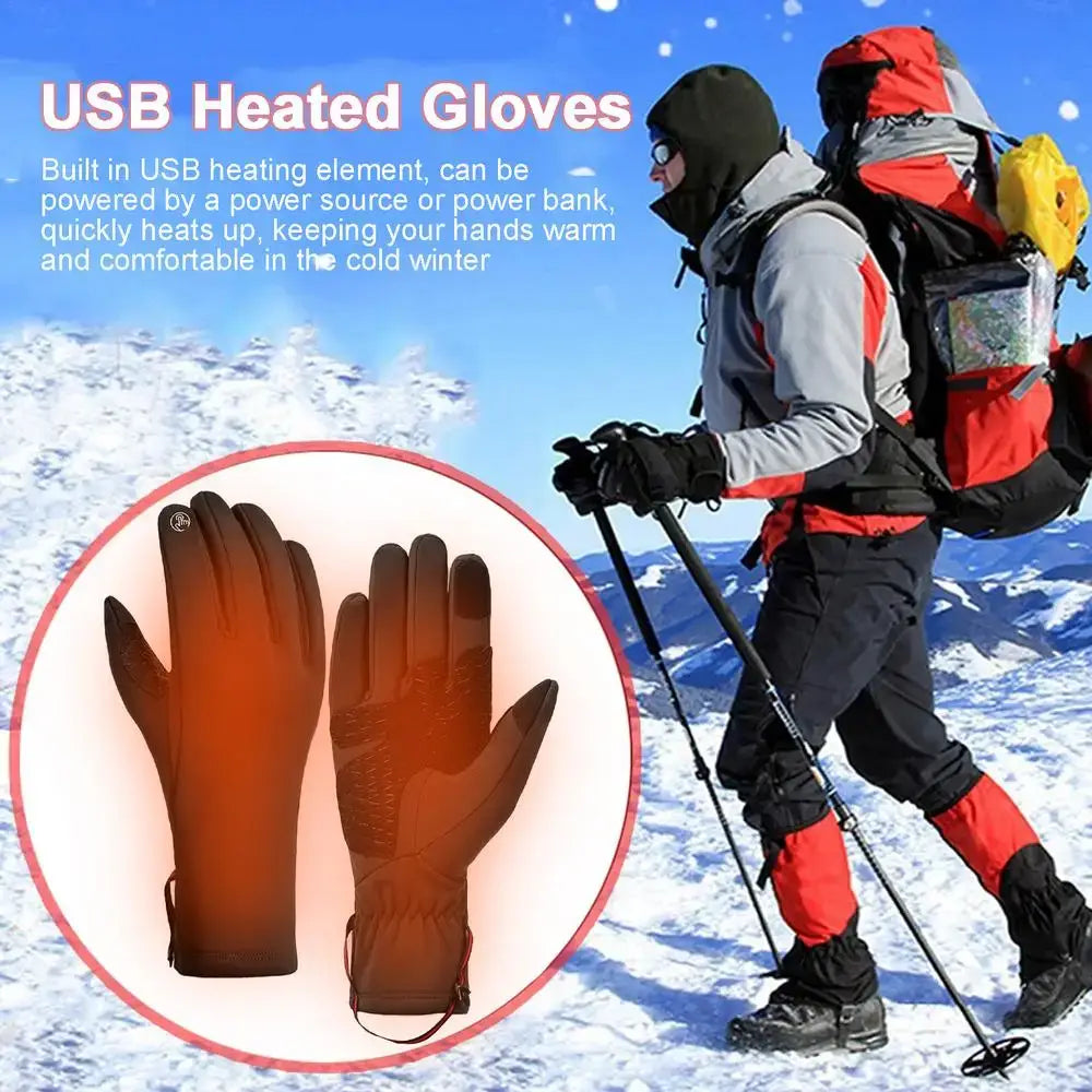 Gants d’hiver chauffants USB noirs pour femmes, dotés d’un design isolant et élégant pour vous tenir au chaud par temps froid, présentés de l’arrière.
