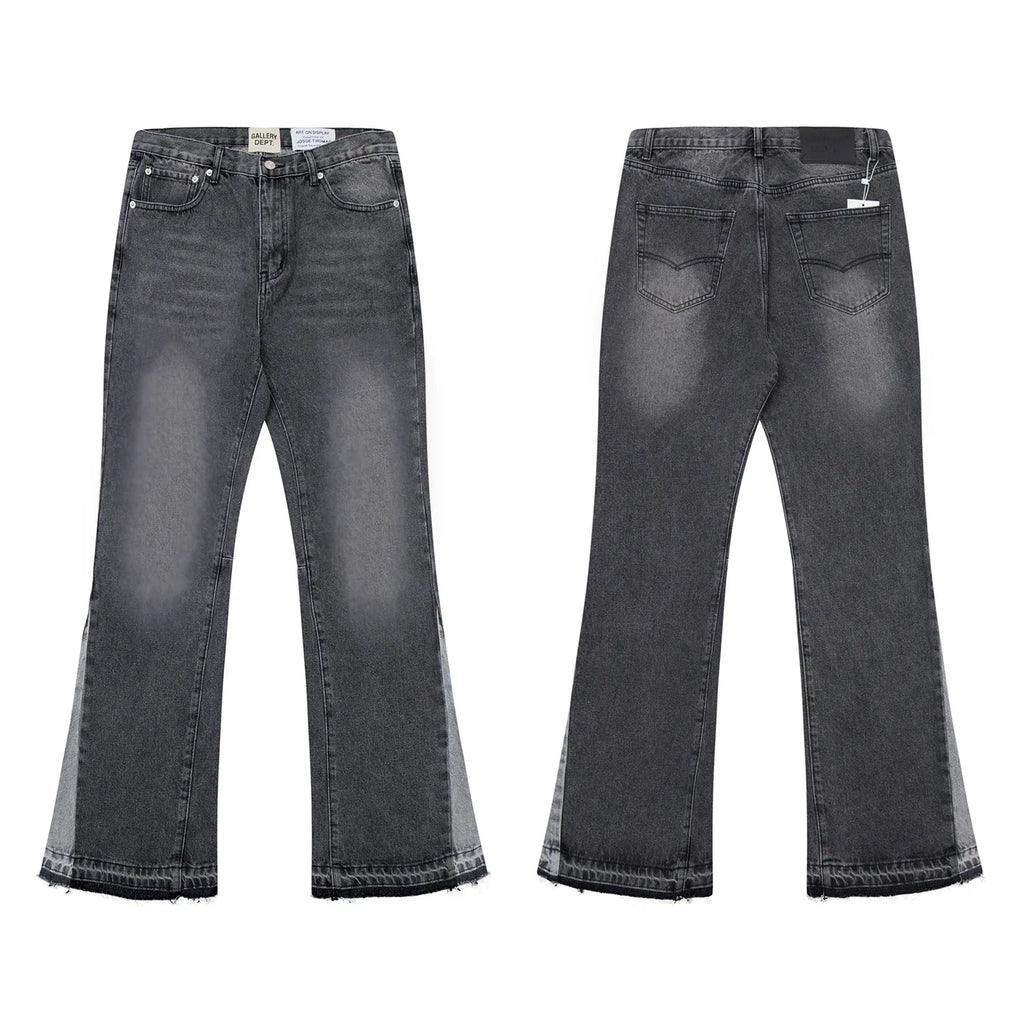 Denim Bell-bottoms Washed And Worn Patchwork Jeans