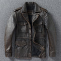 Classic M43 Trench Coat Cowhide Military Genuine Leather Jacket Medium and Long Multi-pocket Mens Vintage Leather Jacket