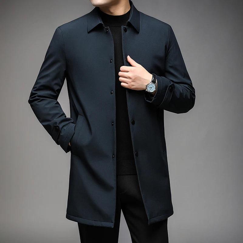 2026 autumn men's high-quality Business Trench Coat single breasted trench coat men long Casual Windbreakers Good Quality jacket