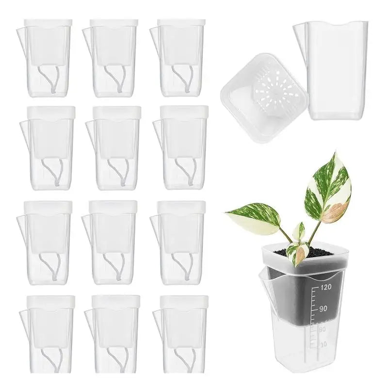 5Pcs Self Watering Plant Pots Plants Double-Layer Flower Pots Planters Drainage Hole Reservoir Seedling Nursery Pot Gift