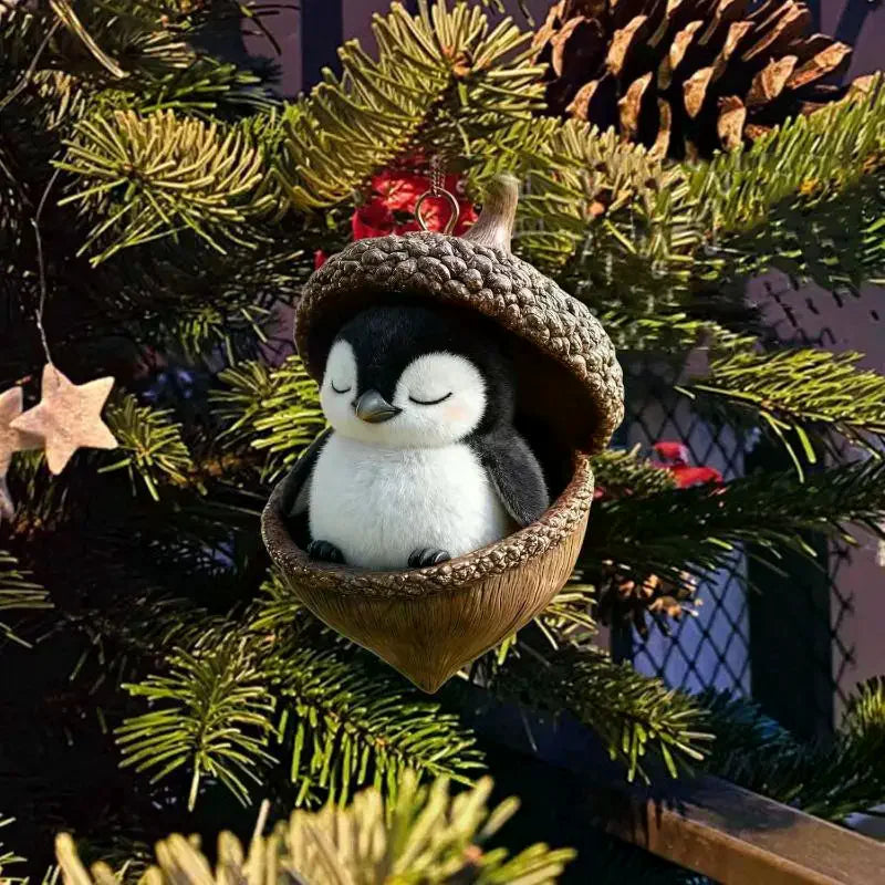 Animal Christmas Ornaments 2D Flat Acrylic Seasonal Decoration Hangable Holiday Decorations For Xmas Tree Hanging Pendant Decor
