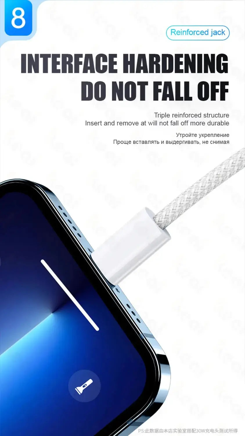 white reinforced jack 60w usb c braided iphone fast charging cable with durable braided design