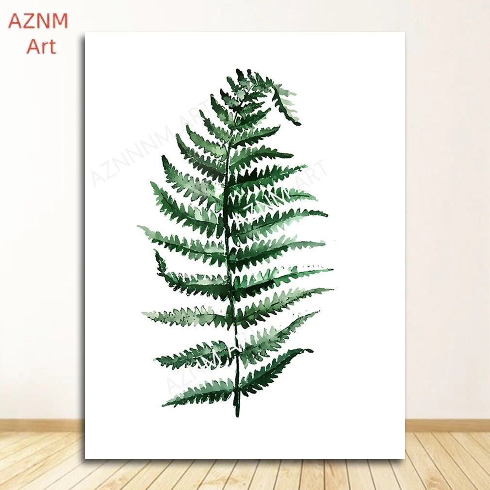 Wall Art Paintings for Living Room Home Decor Scandinavian Style Tropical Plants Poster Green Leaves Decorative Picture Modern