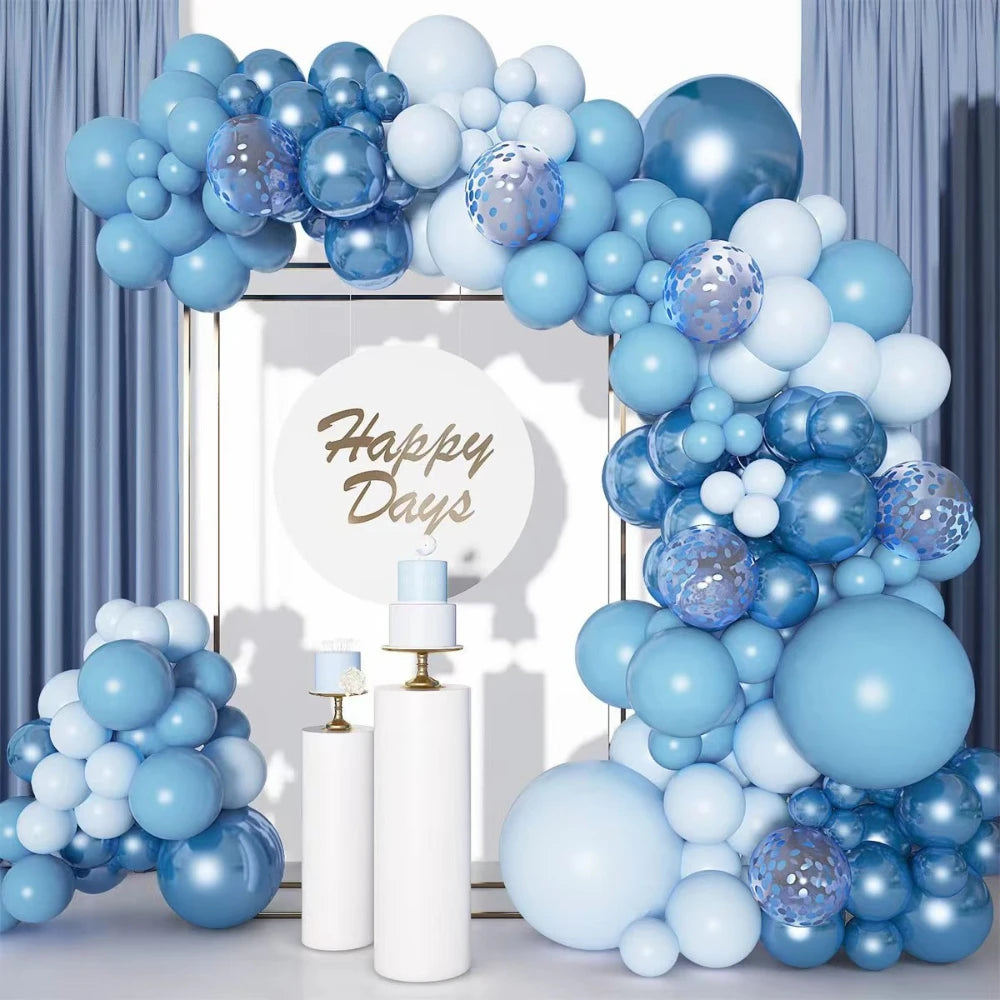 Blue Balloon Garland Arch Kit Happy Birthday Party Set Decorations Confetti Ballons Baby Shower Baloon Wedding BG Decor Globos