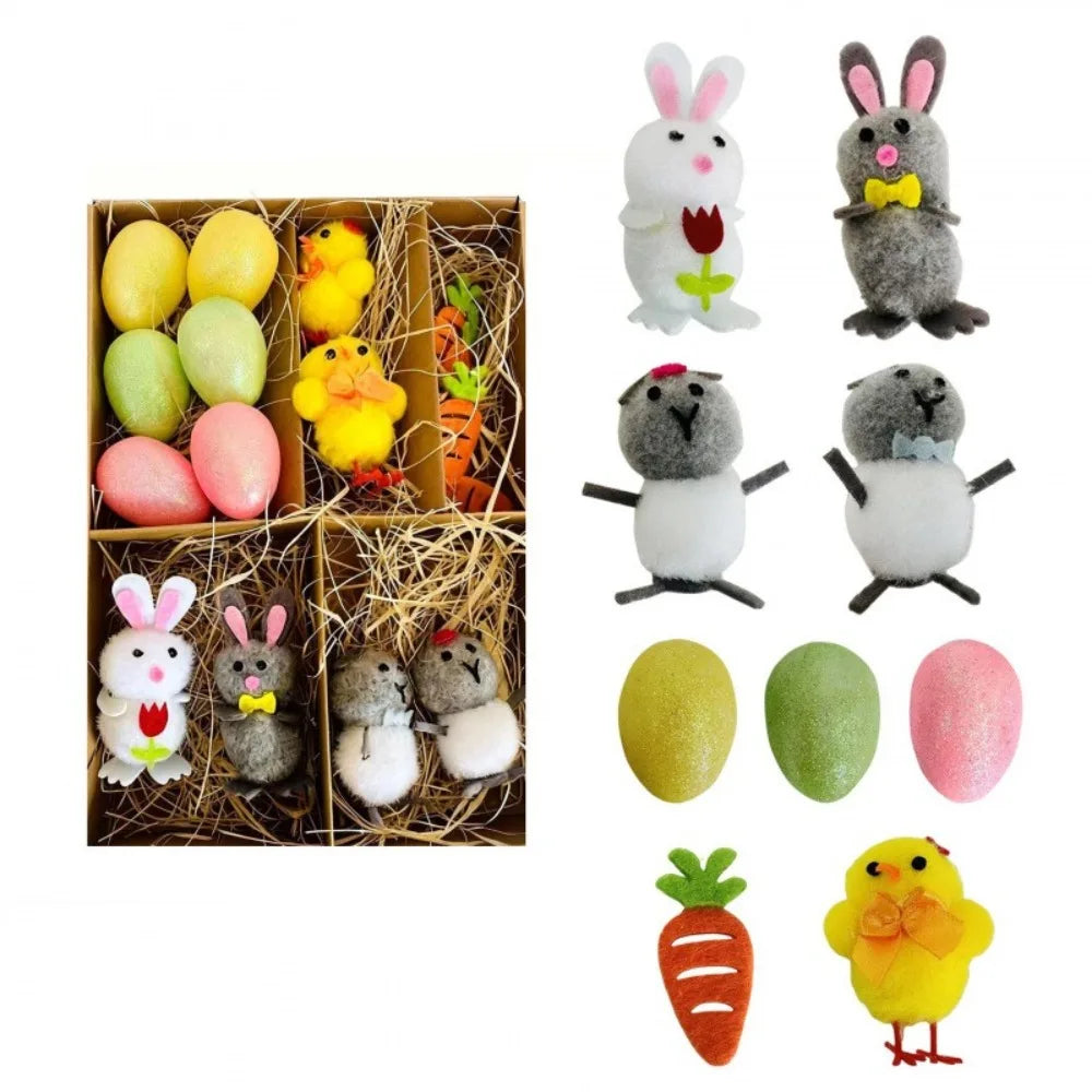 Fun Happy Easter Easter Eggs Chick Ornament Handmade Cute Bunny Chicken Realistic Rabbit Figurine DIY Decoration