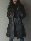 Women Trench Coats Long Jackets Solid Pocket Turn Down Collar Long Sleeves Single Breasted Loose Fit Casual 2026 Autumn Winter