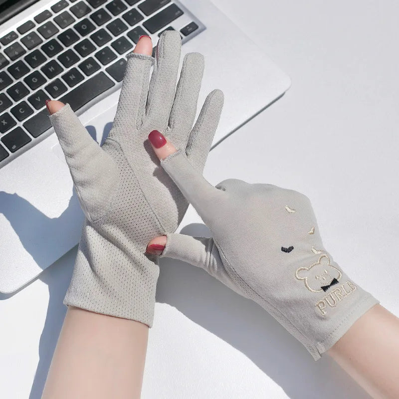 Manicure Gloves for Women Summer UV Protection Driving Anti-Tanning Cycling Lady Shopping Running Breathable Anti-Slip Gloves