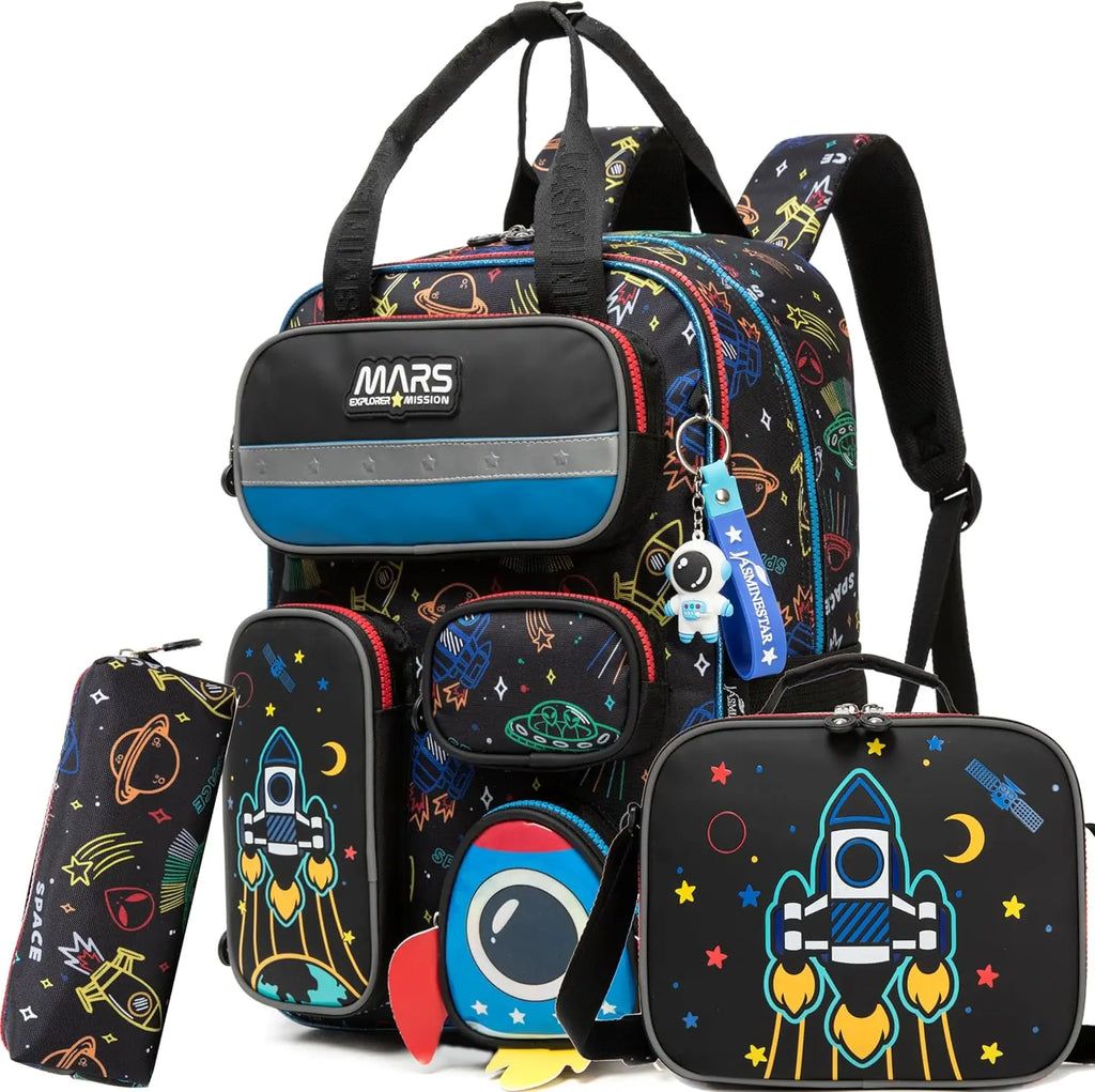 Kids School Backpacks for Boys Backpack with Lunch Bag for Elmentary Students Kids Travel Bookbag for Boys Age 6-12
