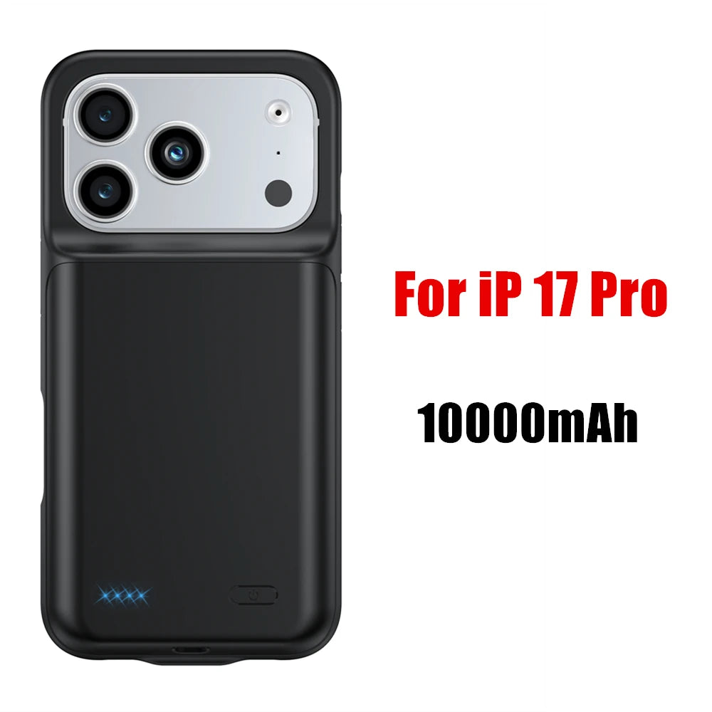 10000mAh Powerbank Cover For iPhone 17 16 Pro Max 17Air 16 Plus 16e External Battery Cases Portable Charger Power Bank Case