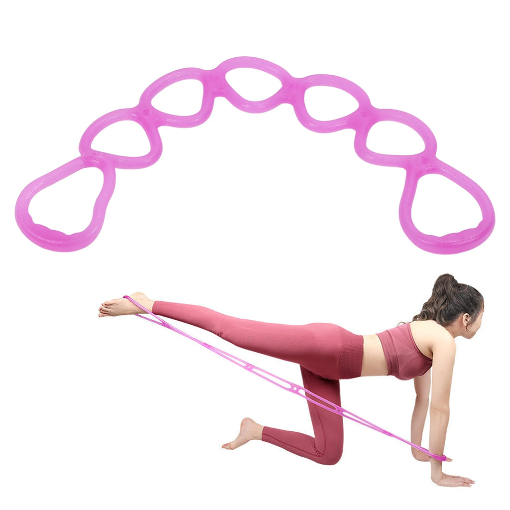 Fitness Elastic Pull Rope Home Gym Multifunctional Yoga Shaping Workout 7 Hole Resistance Band (Purple) Fitness Resistance Band