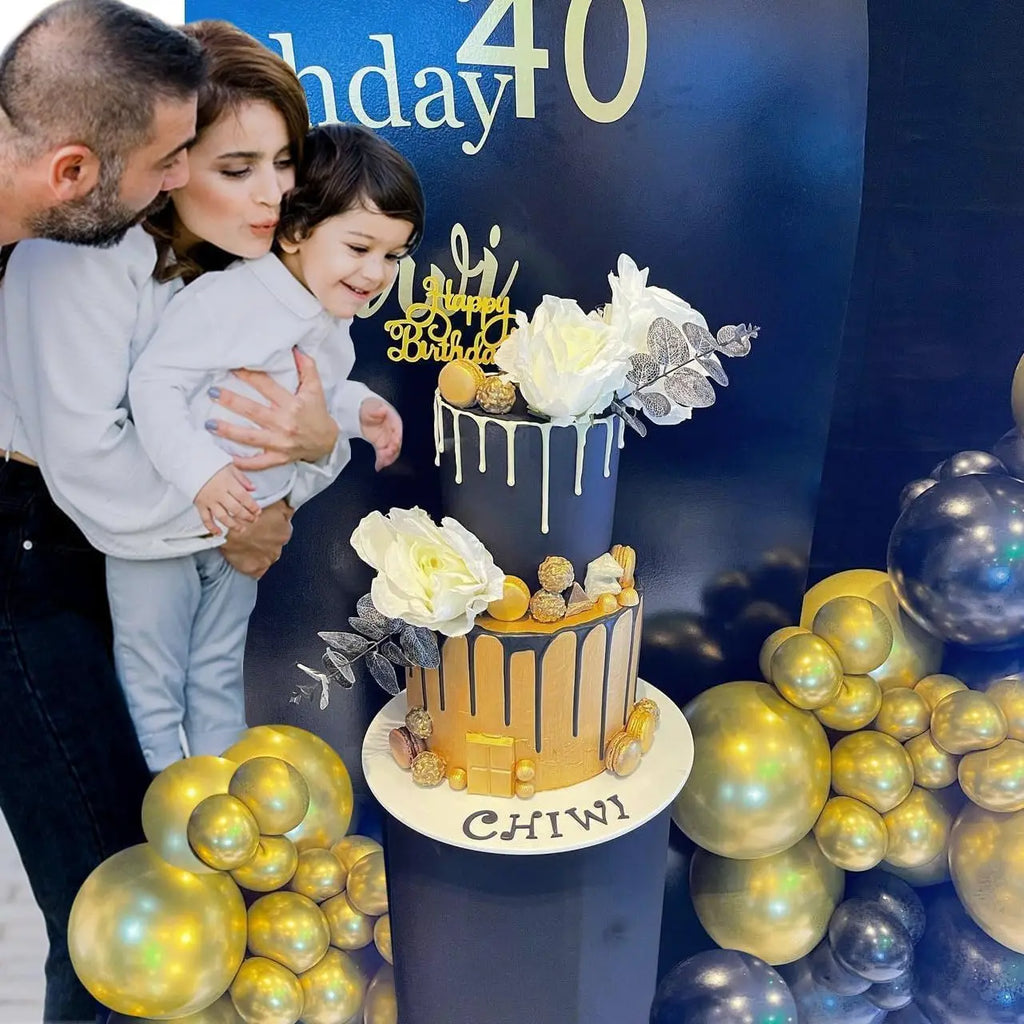 40Pcs Navy Blue and Gold Balloons Metallic Gold balloons for Anniversary Wedding New Year Birthday Party Graduation Decorations