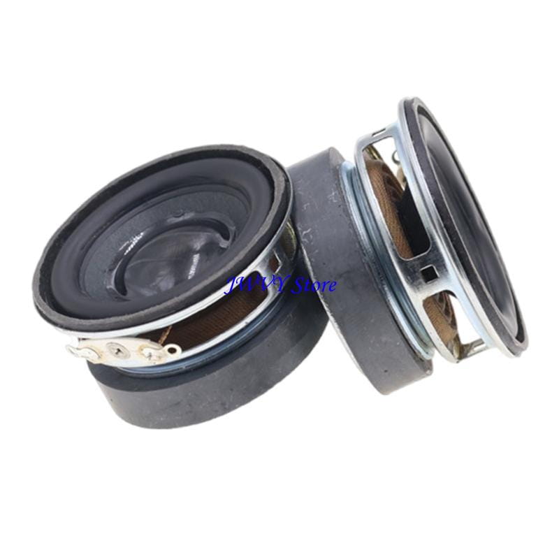 Par de altavoces de 45 mm, 3 W, 4 ohm, negro y plata, con diseño circular, que presenta cono negro y marco metálico, para bricolaje de audio doméstico.