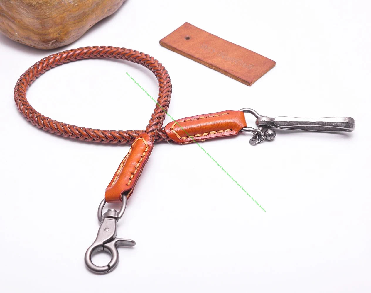 24"Classic Punk Biker Genuine Leather Keychain Jeans Chain Handmade Wallet Chain Waist Chain Men's Rock Clothing Accessories