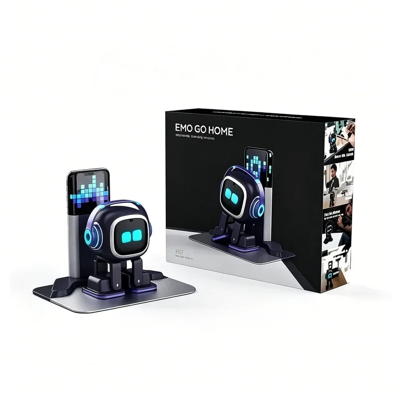 Smart Interactive Desktop Robot Toy with LED Dynamic Expressions, Touch Control, Dance Music & Charging Dock, USB Rechargeable