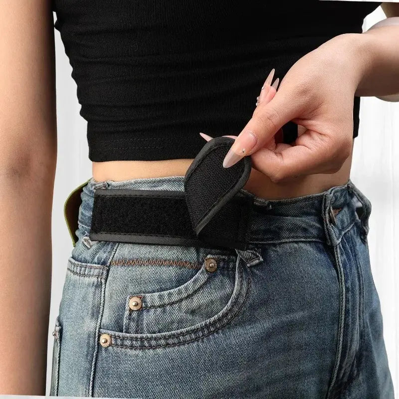 Ceinture élastique sans boucle pour homme avec taille en velcro noire et intérieur rembourré souple pour plus de confort et un maintien sûr