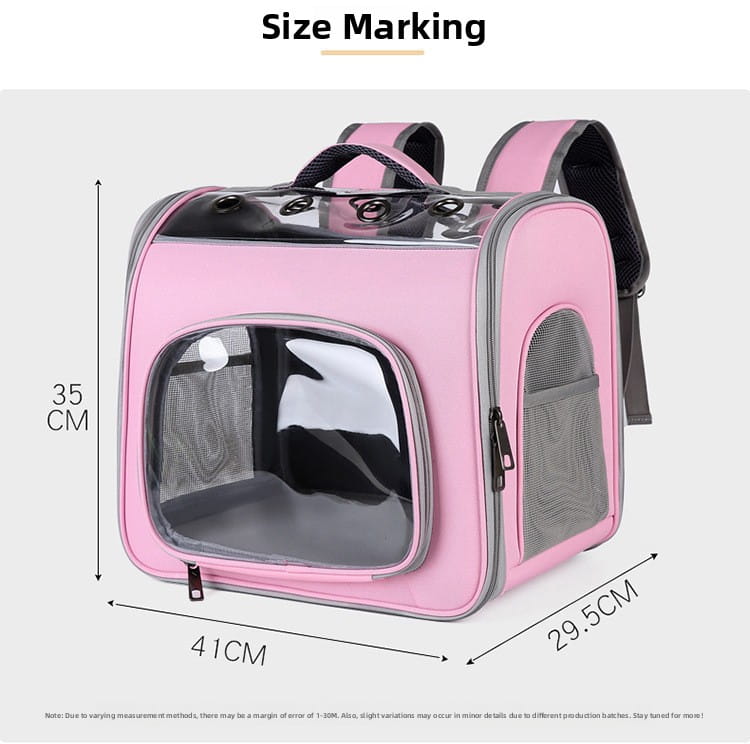 Sac à dos de transport pour animaux en tissu Oxford rose, avec fenêtres transparentes et panneaux en maille grise, destiné aux petits chats et aux petits chiens