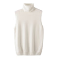 Women 100% Merino Wool Sleeveless Knit Vest Turtleneck Wool Base Layer Slim Fit Sweater Waistcoat Ladies Inner Wear