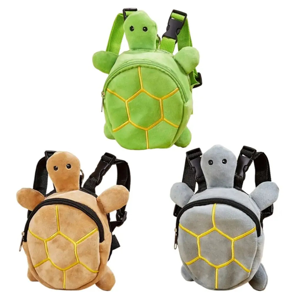 green plush turtle shape dog backpack with yellow stitched shell patterns and black adjustable straps for pet carrying