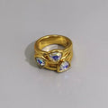 Rugged irregular metal ring, gold and silver plated thick triangle exaggerated ring, unique abstract open ring for women