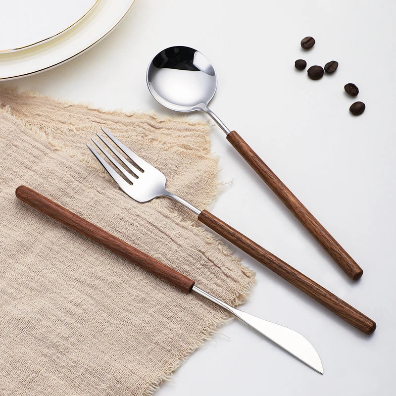 Vintage 304 Stainless Steel Tableware For The Kitchen Cutlery Dinner Steak Dessert Spoon Fork Knife Kit Set Dinnerware Flatware