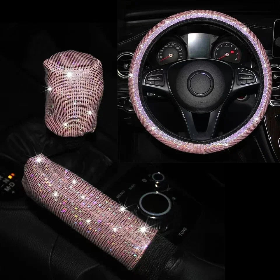 Car Universal 37/38cm Steering Wheel Cover Elastic Handle Cover Colorful Bronzing Diamond BlingBling Steering Wheel Accessories