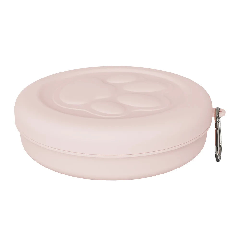 2-in-1 Portable Pet Travel Bowl with Treat Storage, Outdoor Dog Food Water Dish for Hiking Camping Walking