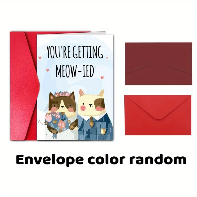 1PC Funny Wedding Anniversary Card Cute Cat Couple Greeting Card for Wife And Husband