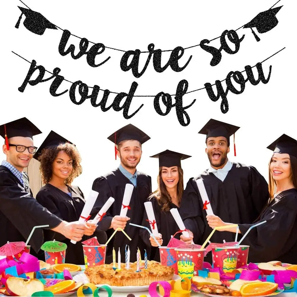 2026 Graduation Banners Glitter We are So Proud of You Graduation Banners Garland for Congratulation Graduations Party