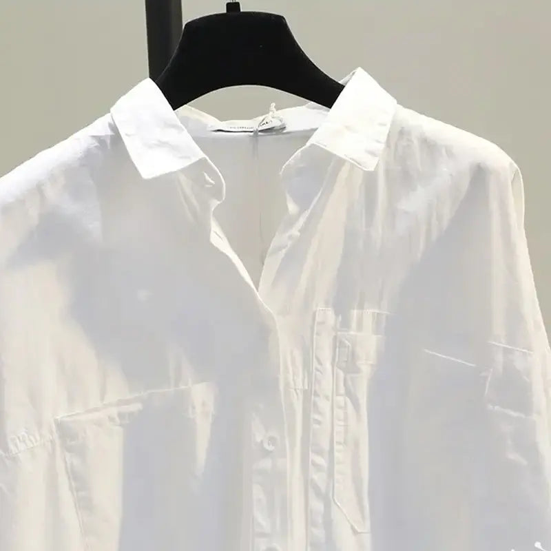 Long Sleeve White Women Shirt New Spring Casual Loose Office Blouse Lady Tops Button Simple Woman Clothes Blusas 12616