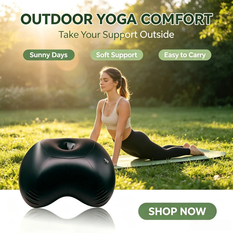 Dual Purpose Inflatable Pillow Multi‑Functional Inflatable Yoga Balance Ball Cushion for Home Gym Yoga Pilates Workout Training
