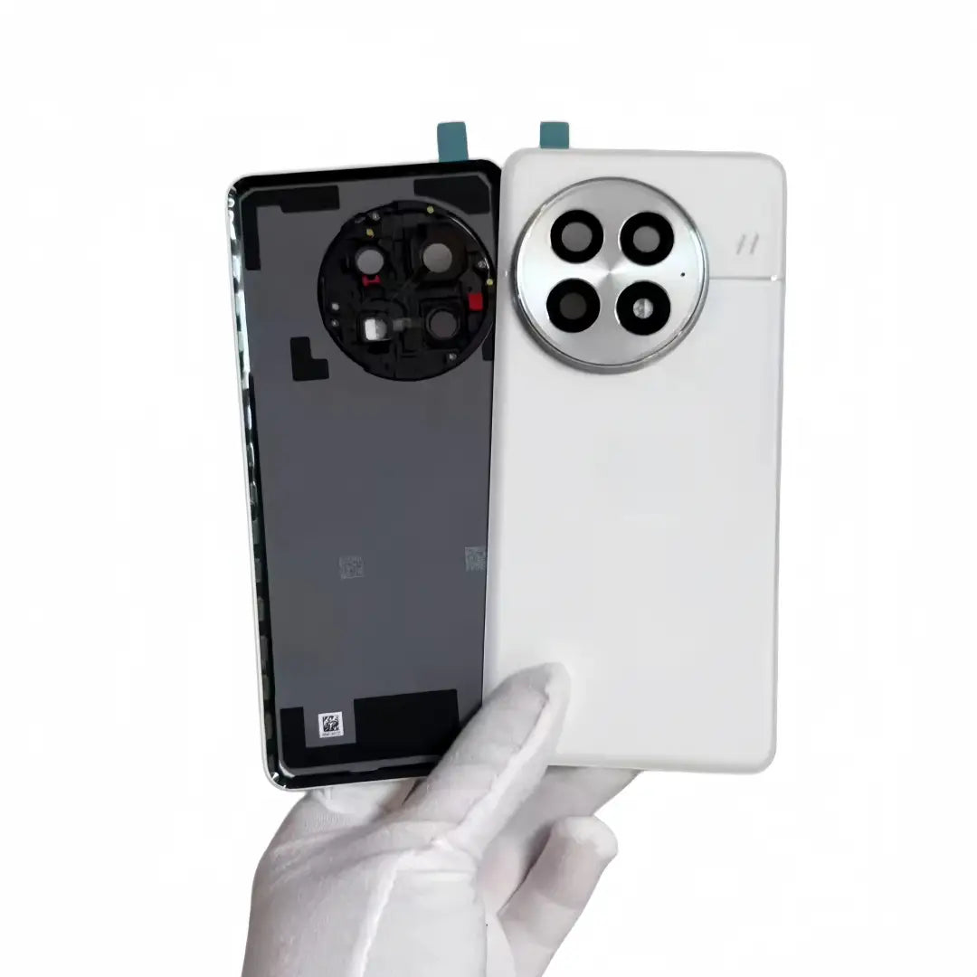 white back panel of a xiaomi 13 pro smartphone featuring a circular camera module with four lenses and a metallic camera frame glass lens for the oneplus 13 replacement back cover.